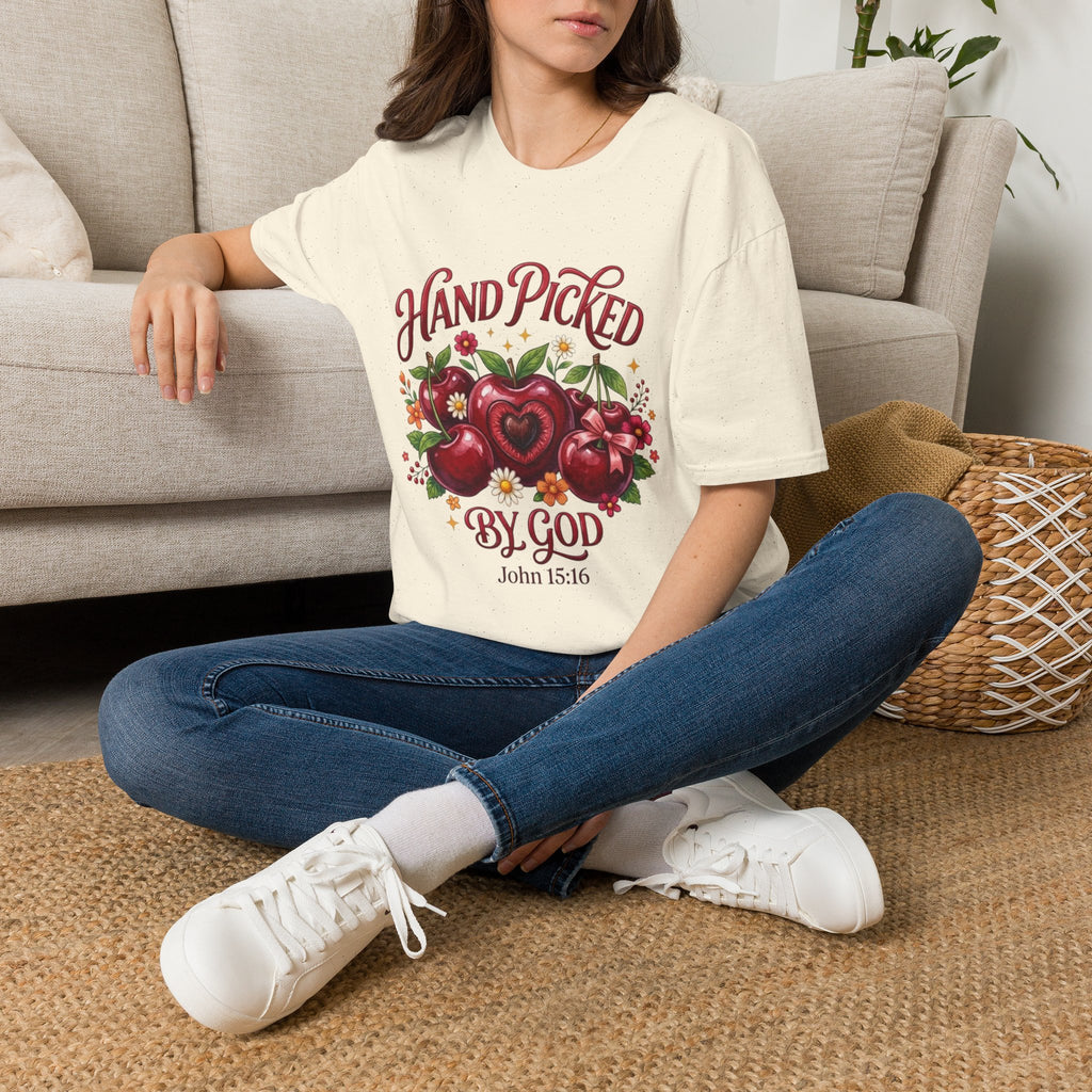 T-Shirt — "Hand Picked by God" Floral Faith Tee (John 15:16)