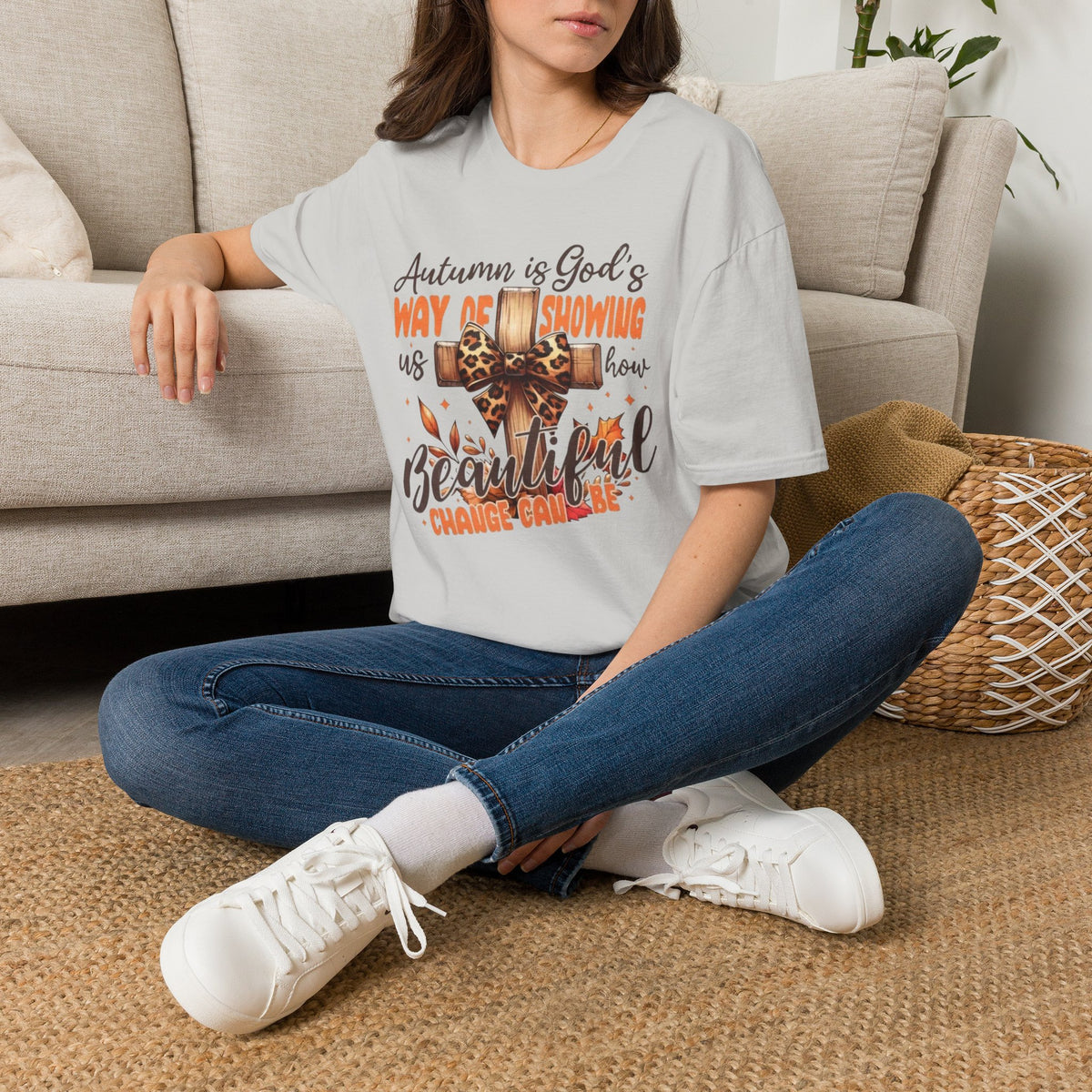 Autumn Is God’s Way T-Shirt — Leopard Cross Fall Faith Tee