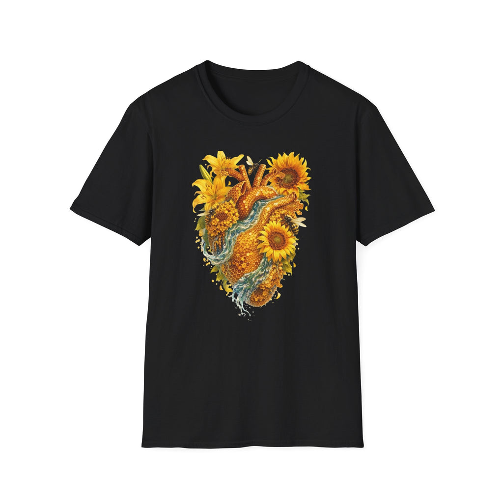Sunflower Heart with water flowing T-Shirt — Floral  Graphic Tee