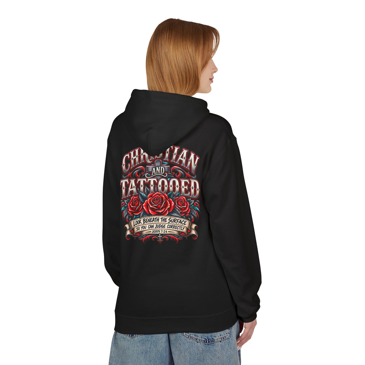 Hoodie - Christian and Tattooed Graphic Pullover (Look Beneath the Surface)