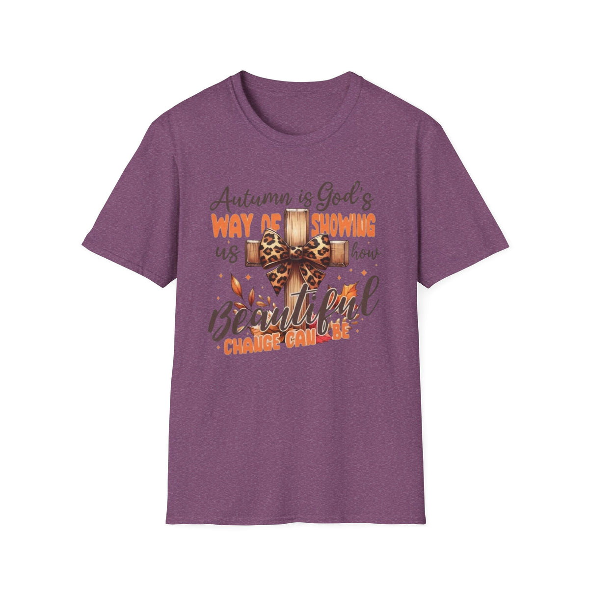 Autumn Is God’s Way T-Shirt — Leopard Cross Fall Faith Tee