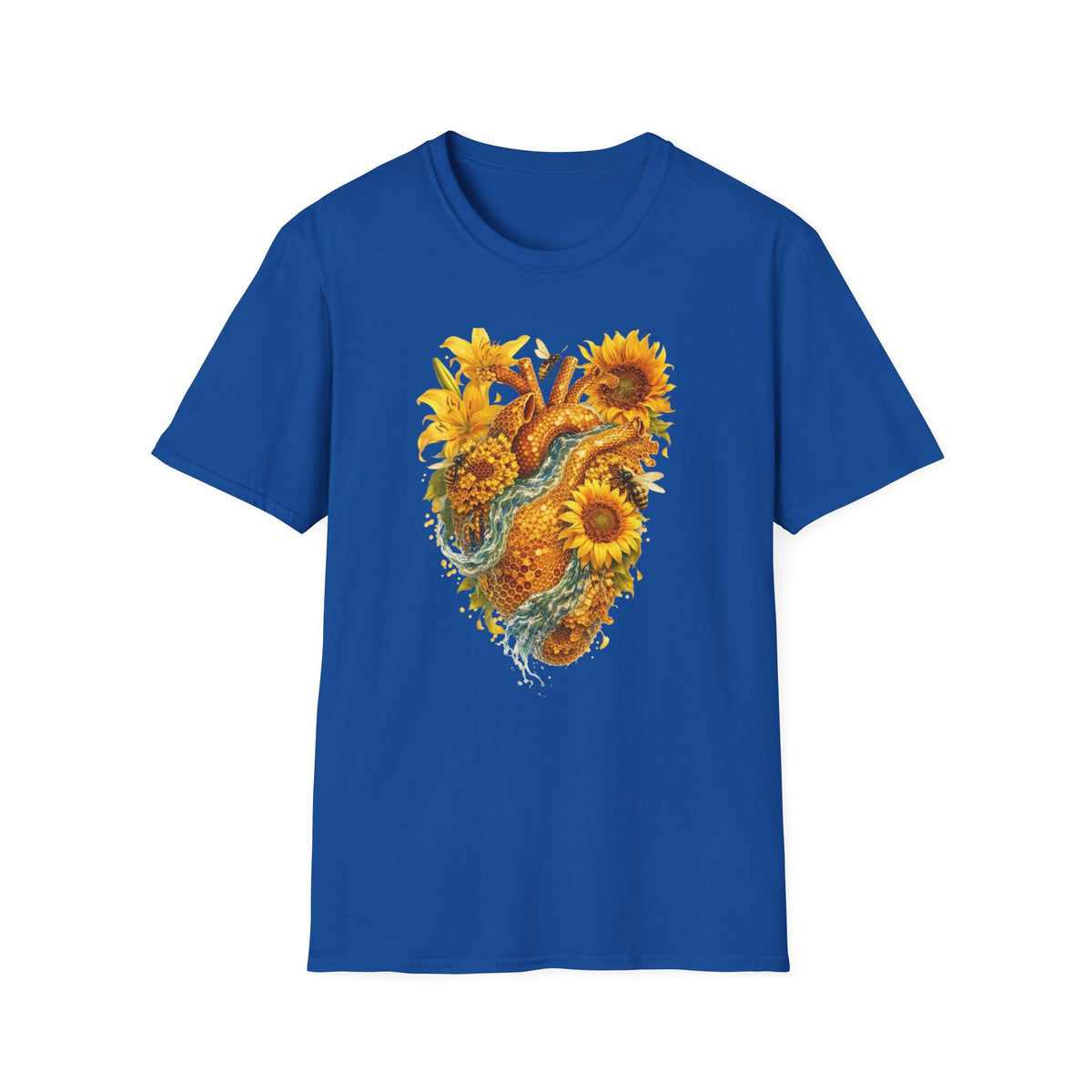 Sunflower Heart with water flowing T-Shirt — Floral  Graphic Tee