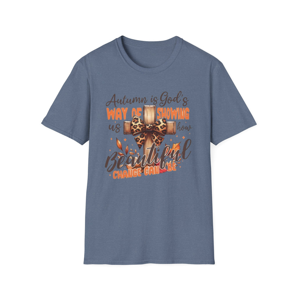 Autumn Is God’s Way T-Shirt — Leopard Cross Fall Faith Tee