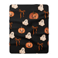 Halloween Sherpa Blanket — Cute Ghosts & Jack-o'-Lanterns Fleece Throw