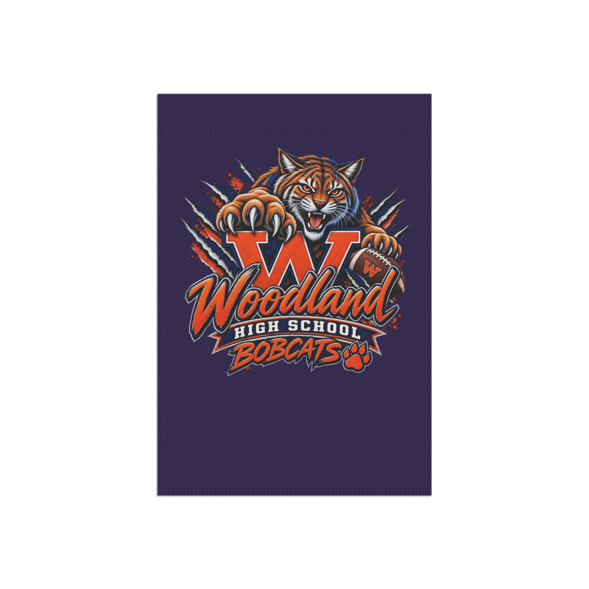 Woodland Bobcats Garden Flag — High School Mascot House Banner