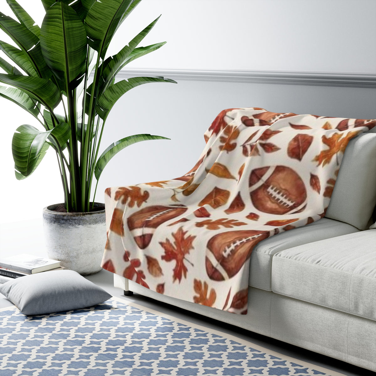 Autumn Football Sherpa Blanket