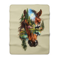 Horse Portrait Sherpa Blanket — Scenic Nature Equestrian Throw