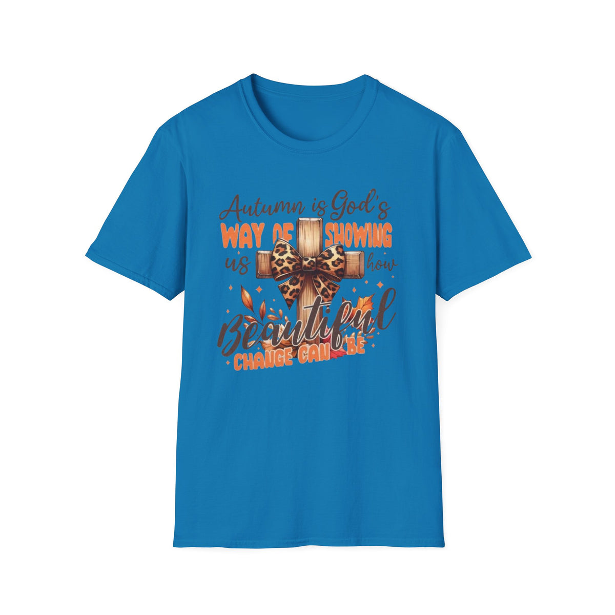 Autumn Is God’s Way T-Shirt — Leopard Cross Fall Faith Tee