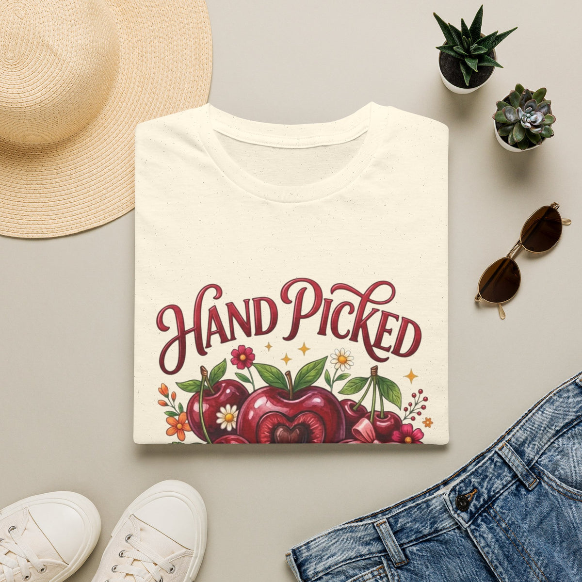 T-Shirt — "Hand Picked by God" Floral Faith Tee (John 15:16)