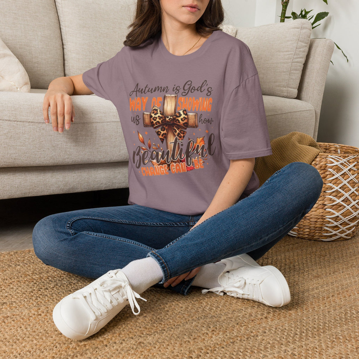 Autumn Is God’s Way T-Shirt — Leopard Cross Fall Faith Tee