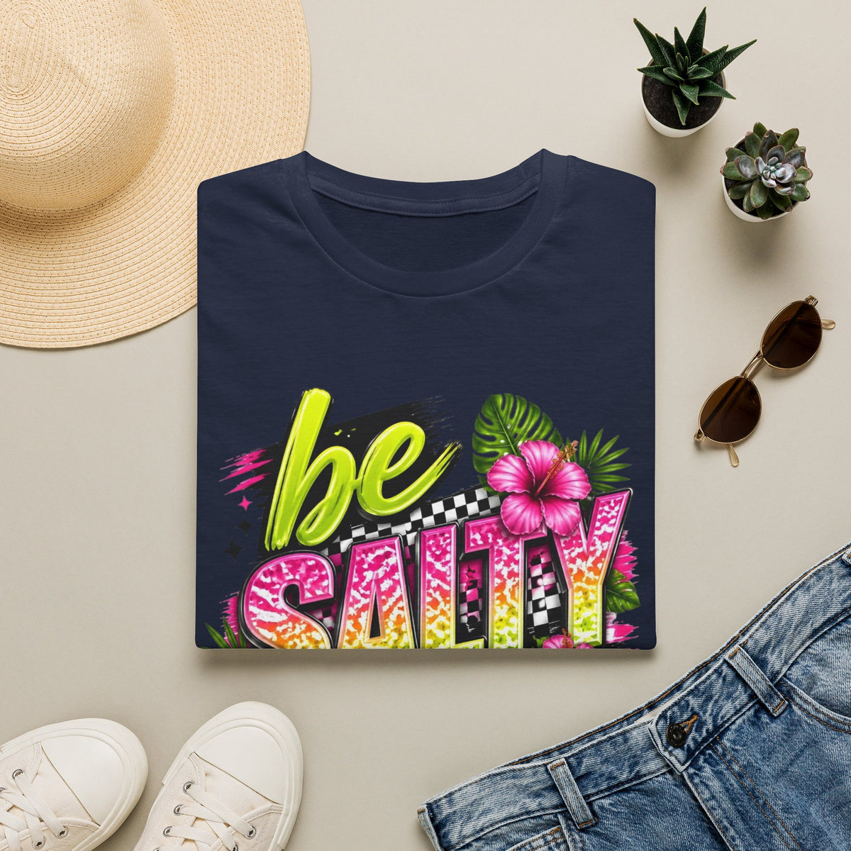 Be Salty Tropical T-Shirt — Floral Retro Beach Vibe Tee