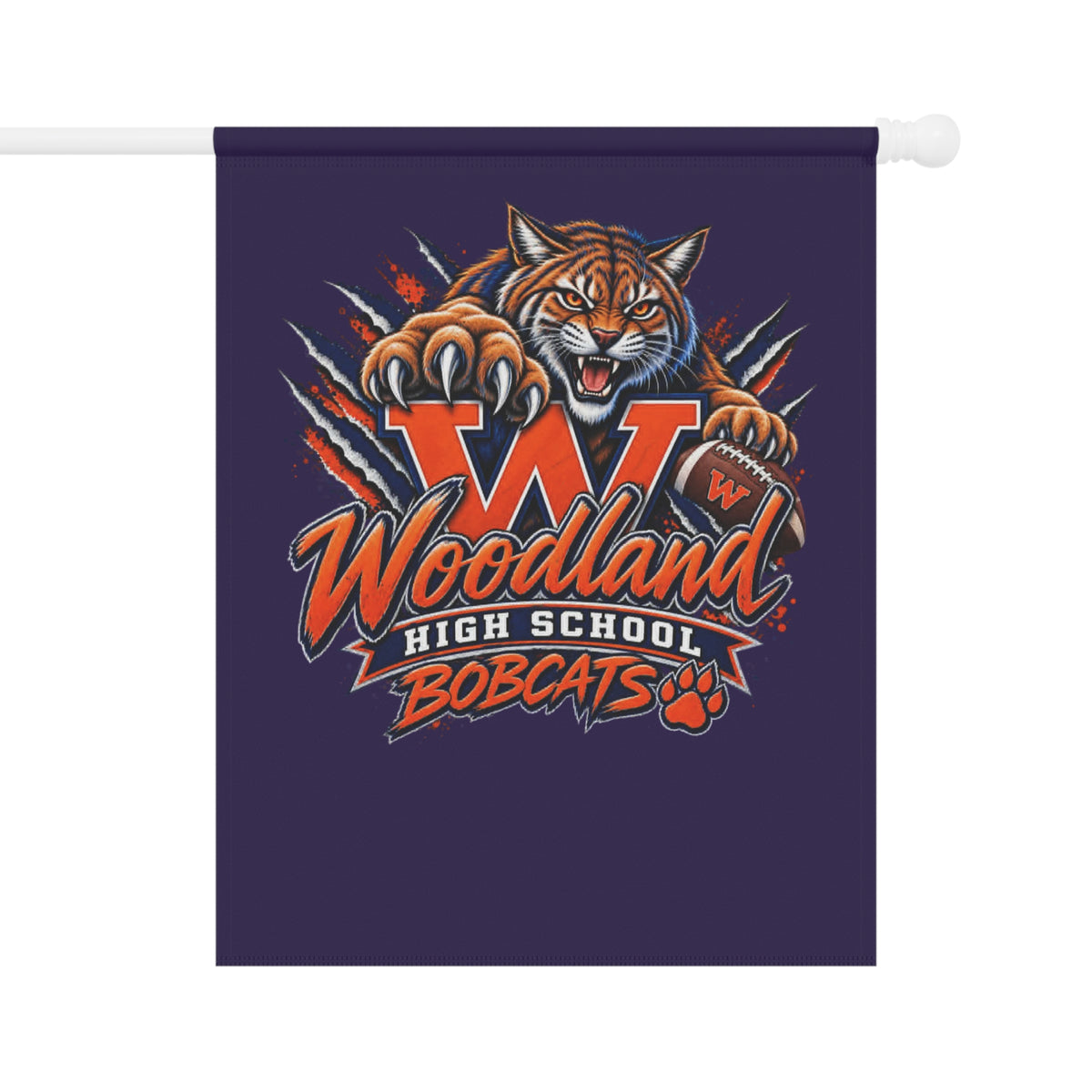 Woodland Bobcats Garden Flag — High School Mascot House Banner