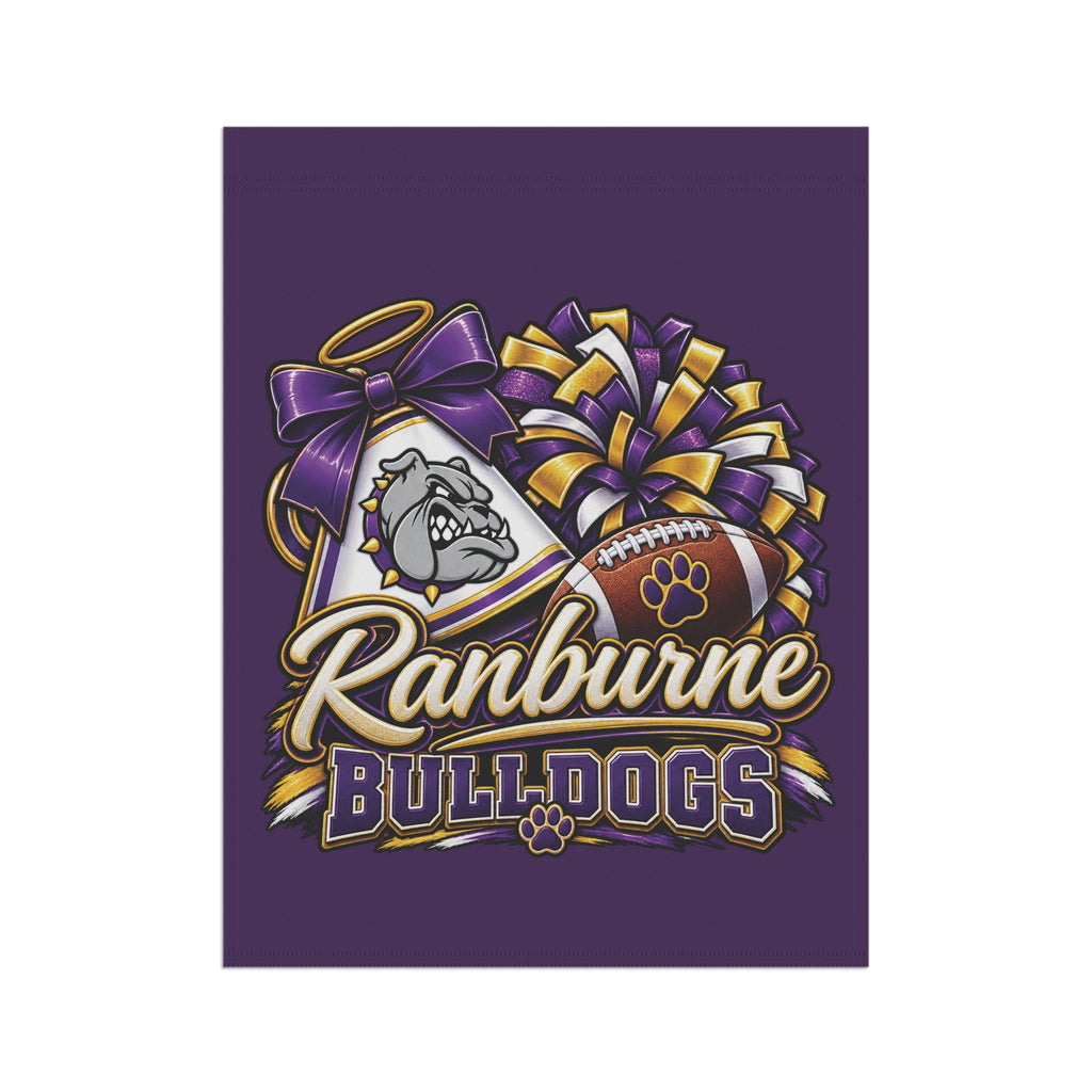 Ranburne Bulldogs Garden Flag — Purple Football Cheerleader Paw Yard Banner