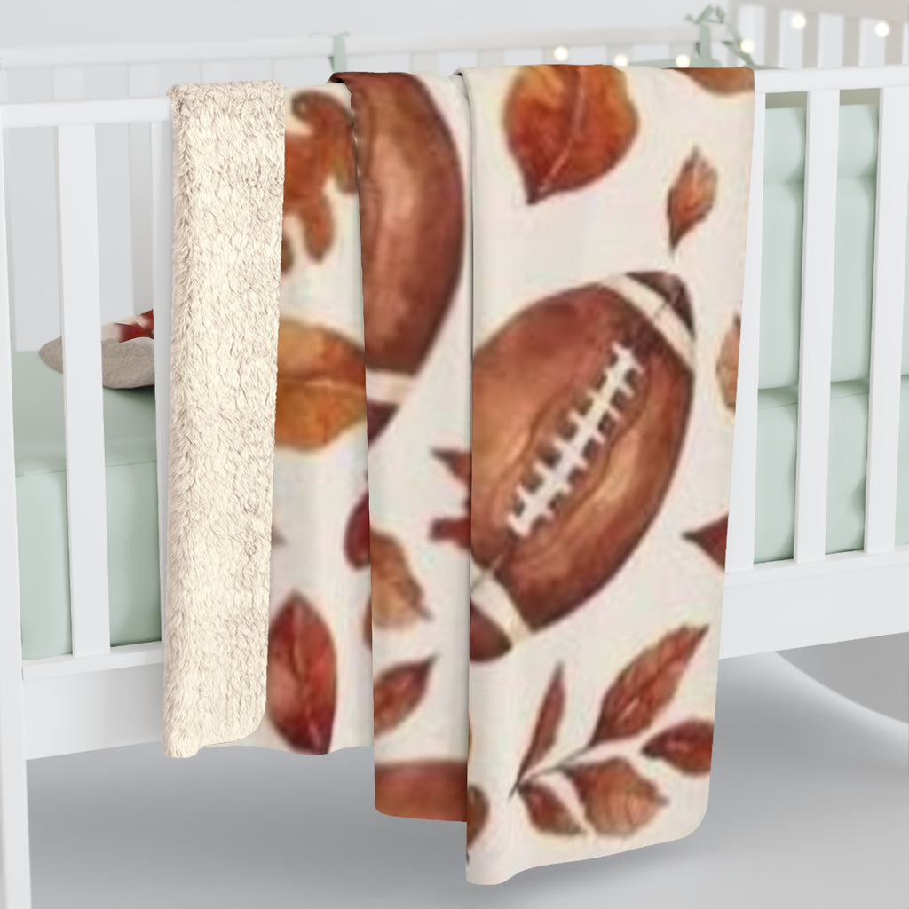 Autumn Football Sherpa Blanket