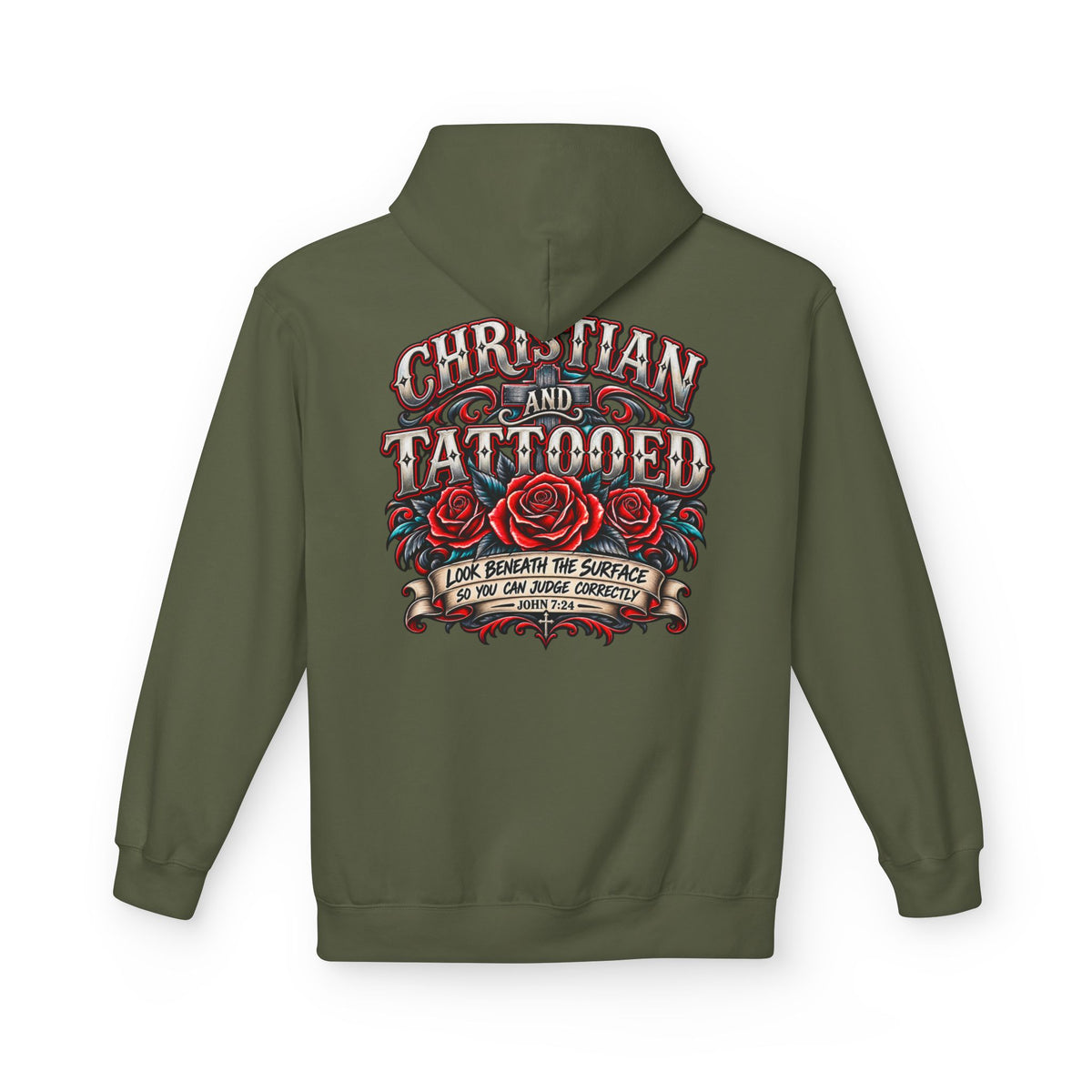 Hoodie - Christian and Tattooed Graphic Pullover (Look Beneath the Surface)