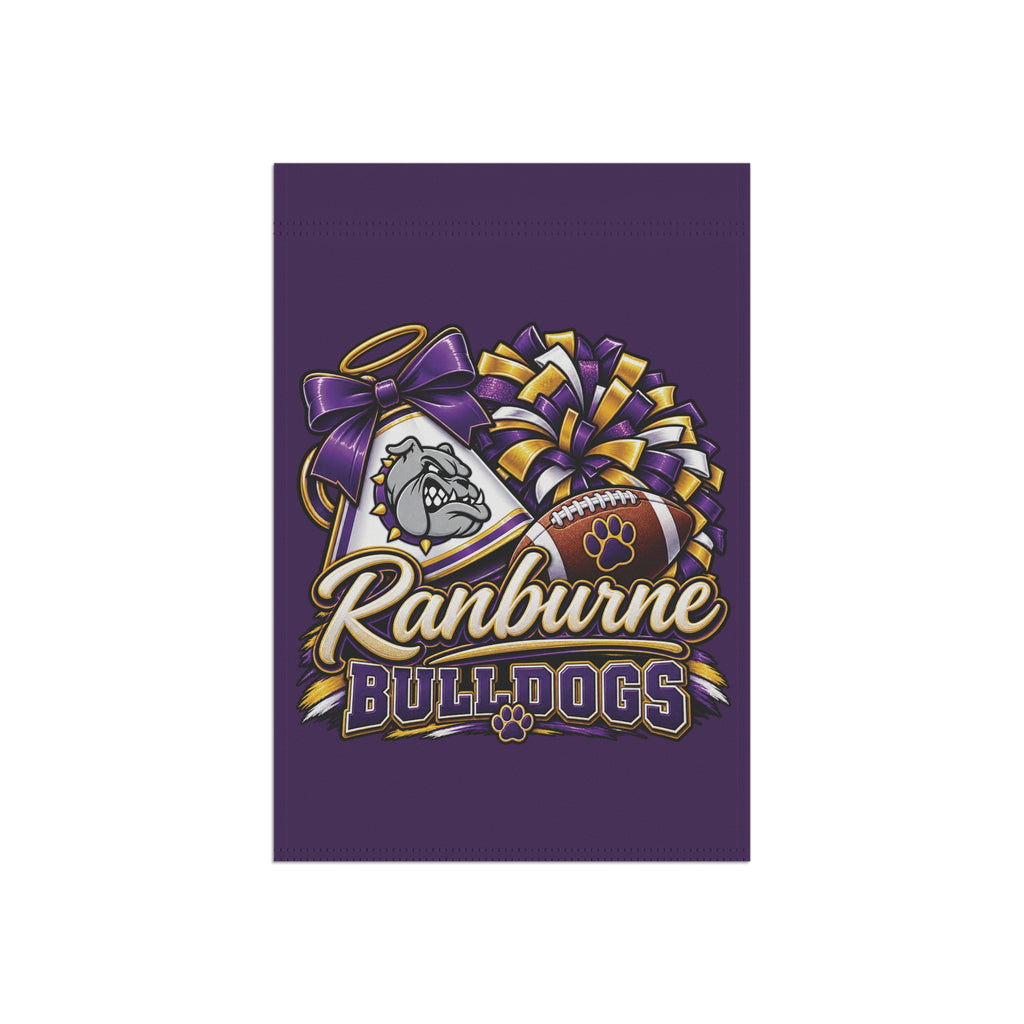 Ranburne Bulldogs Garden Flag — Purple Football Cheerleader Paw Yard Banner